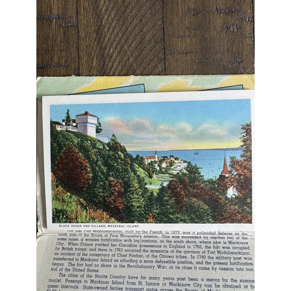 VTG 1938 Souvenir Postcard foldout Scenic pack Mackinaw Island City MICHIGAN NOS